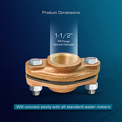 Image of Midline Valve XNGU112L-OM-5 Water Meter Hardware Kit Includes 2 Flanges, 2 Gaskets, 4 Nuts, 4 Bolts 1-1 /2 Connection Bronze (5 Pack), 1-1 /2 inch FIP