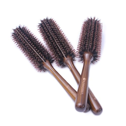 LRXIYODE Cepillo Redondo para Pelo con Cerdas Naturales y Mango de Madera Ergonómico Cepillo Definidor de Rizos para Mujeres y Secado Diario para Cabello Rizado o Corto
