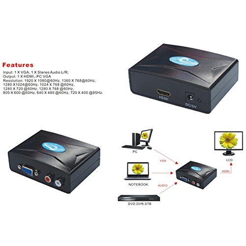 New VGA R/L audio a HDMI 1080p HDTV adattatore convertitore per PC portatile con display