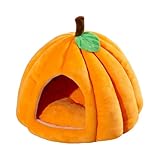 gihusrzx Semi-Enclosed Pet Bed for Cats,Four Seasons Comfort Stable Anti-Slip Pumpkin Pet Tent, Plush Dog Cat Pet Bed Soft Calming Sofa Bed, Versatile Cat House for Small Medium Dogs Orange L