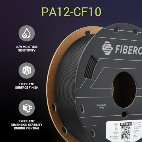 Image of Polymaker Fiberon PA12-CF10 Nylon Filament 1.75mm Black 0.5kg, Low Moisture Sensitivity PA12-CF Carbon Fiber Nylon 1.75mm 3D Printing Filament