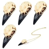 CNAFGBGG 4pcs Ravenschädel, gotischer mittelalterlicher Tierschädel für Schmuck Halskette, Simulation beängstigendes Harz Hängende Rabenfigur für Partys, Cosplay, Bühnenbilder.