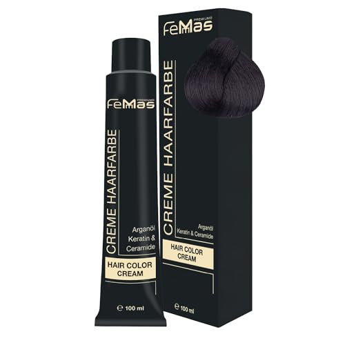 FemMas Tinte para el cabello marrón oscuro chocolate intenso 3,99 I Crema profesional tinte para el cabello con aceite de argán, queratina y ceramidas, coloración permanente del cabello o tinte para