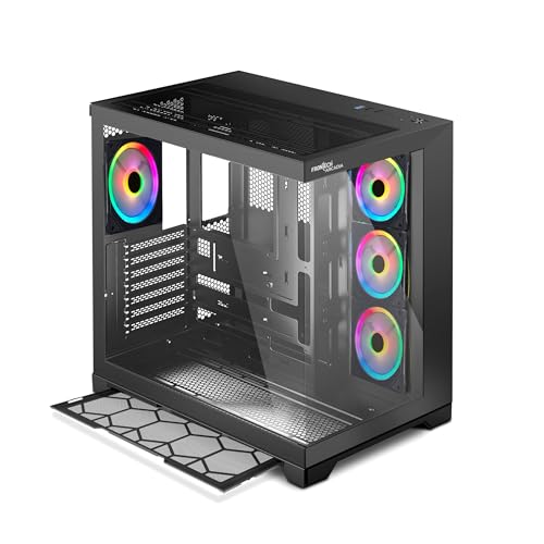 Frontech Arcadia Gaming Computer Cabinet | Mid-Tower PC Case | Tempered Glass Front & Side Panel | 4...