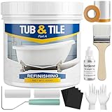 IRONABLE Tub and Tile Paint Refinishing Kit, 17oz Bathtub Refinishing Kit with Tools, DIY Tub Paint White for Bathtub, Shower, Kitchen Countertop, Porcelain, Easy to Cover & Low Odor, 25-30sq.ft