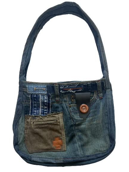 Amazon.co.jp: デニムリメイクハンドメイド ショルダーバッグ : ホーム 