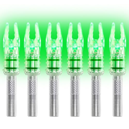 LEANPRO 6 PCS G Lighted Nocks for Arrows.165 .204 .233 .244 .246 inch ID/X,H,S,GT Bushings Pull Up/Down Switch for Archrey Hunting LED Nock