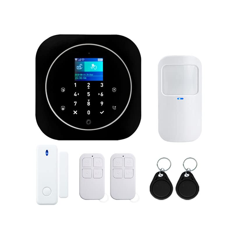 AJUK® Wireless Smart Security Alarm System with RFID and Remote Tag,Motion & Door Sensor, SMS/Phone Alerts,User Password Protection and Control via Tuya App