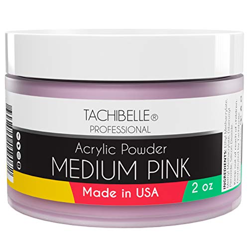 Tachibelle Professional Acrylic Nail System Medium Pink Acrylic Powder, 2 oz. Made in USA. Used in Professional Salons.