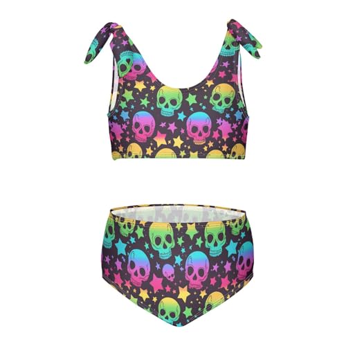 Wusikd Skull Rainbow Girls Swimsuits Two Piece Colored Swimwear Bikini Set for for Girls Size 3T