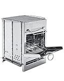 DZRZVD Camping Wood Stove with Grill,Collapsible Backpacking Burner,Small Stainless Steel Firebox with Handles,Portable Solo Stove,Ultralight Rocket Stove for Outdoor Cooking Hiking Hunting Fishing