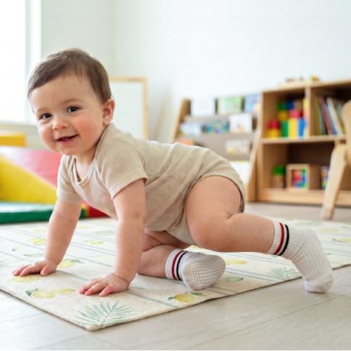 Image of Toddler Non Slip Cotton Crew Socks with Grips for Baby Boys Girls