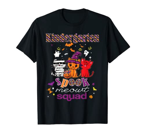 Divertido Halloween Kindergarten Kitty Squad Profesores Estudiante Camiseta