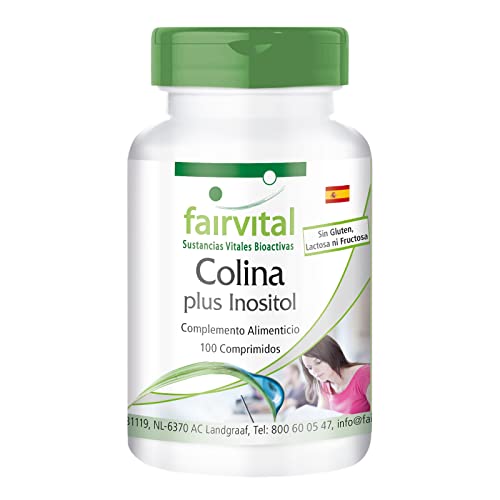 fairvital Bitartrato de colina más inositol, 100 comprimidos, ALTA DOSIS, VEGANO