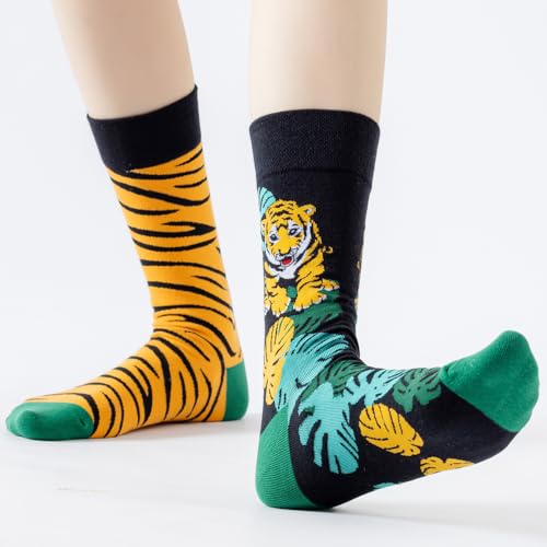 Image of 2 Pairs Cartoon Animal Crew Socks Fun Cotton Mid Calf Socks for Women