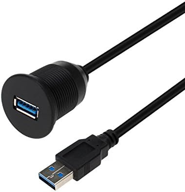 LDKCOK USB 3.0 Mount Cable –USB Extension Flush, Dash, Panel Mount Cable, for Car, Boat, Motorcycle and More (3.3ft/1m)