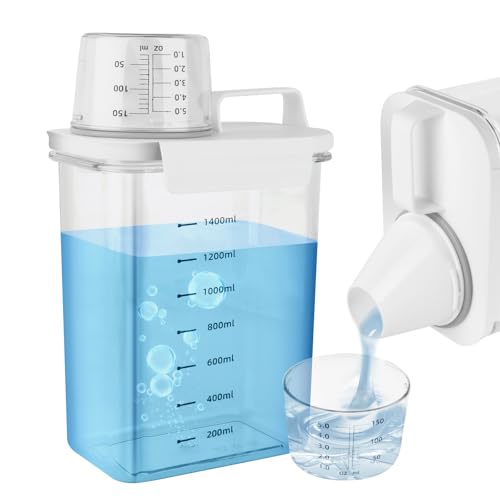 1800ml spensador de Detergente Sellado herméticamente con Medidor,dispensador detergente Lavadora,Caja de Almacenamiento hermética de detergente,Contenedor de Almacenamiento para Detergente,Alimento