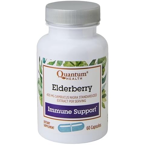 Quantum Health Black Elderberry Supplement Sambucus Nigra Extract 400mg Daily Immune Support & Wellness Boost of Powerful Antioxidants for Women & Men - 60 Capsules Cover