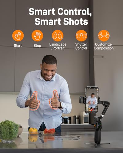 Image of hohem iSteady V3 Gimbal Stabilizer for iPhone, 3-Axis Phone Gimbal, Magnetic AI Tracker, Built-in Extendable Rod & Tripod, Detachable Remote Control, Stabilizer for Travel, Vlog, TikTok, Black