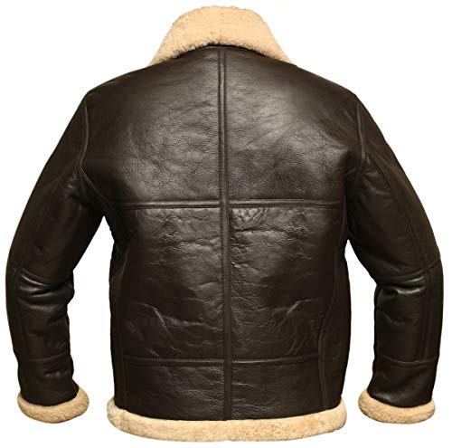 Men RAF Aviator Bomber Real Shearling Sheepskin Leather Jacket3