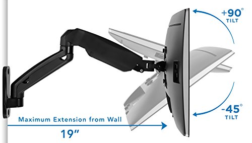 Mount-It! Computer Monitor Wall Mount Arm, Height Adjustable Articulating with Gas Spring Arm, for 17-32 inch LCD, LED Computer Monitors (13, 15, 17, 19, 20, 22, 23, 24, 26, 27, 30, 32), VESA 75, 100