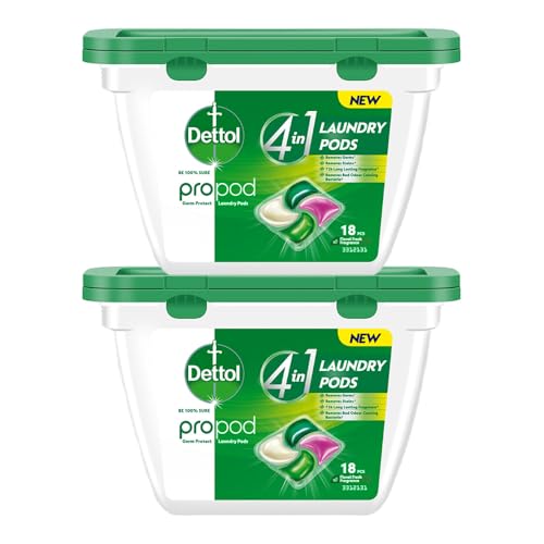 Image of Dettol 4 in 1 Laundry Detergent Pods 18pcs, (Pack of 2)