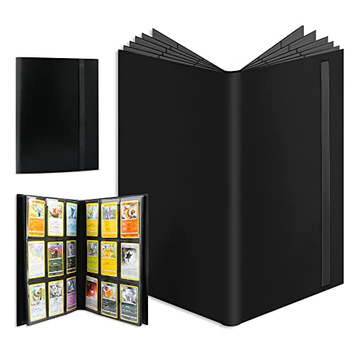 Upgraded Trading Card Binder For Pokemon & Baseball & Football & Basketball, Fanpl 9 Pocket/20 Card Sleeves Binder Sheets/360 Side Loading Binder For Game & Sport Photo Cards (Black) #TOP25