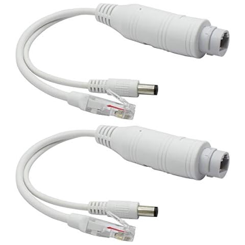 ANVISION 2-Pack Active 48V to 12V Waterproof PoE Splitter Adapter, IEEE 802.3af Compliant 10/100Mbps, for IP Camera AP Voip Phone and More, White Cover