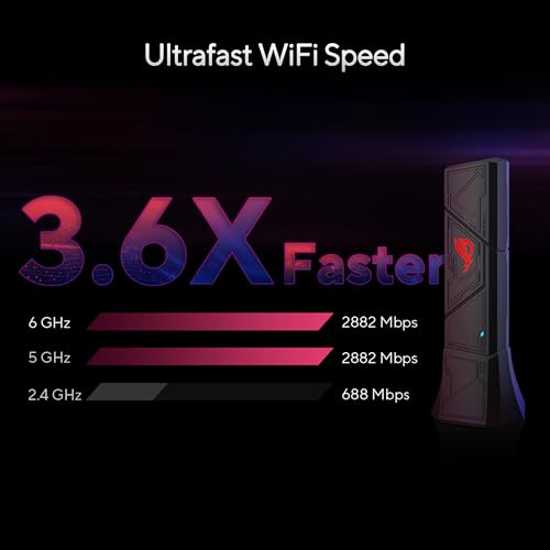 ASUS ROG USB-BE92 Tri-Band BE6500 WiFi 7 USB Adapter, 6GHz Band, Support 4096-QAM, Multi-Link Operation (MLO), Compatible with Type A and C, WPA3 Network Security - image 3