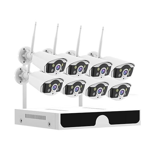 Equipo de videovigilancia De cámaras de Seguridad inalámbrico 10CH NVR 3MP 5MP Kit de cámara IP for Exteriores P2P CCTV cámara de videovigilancia Kit NVR(10CH 3MP 8 Cameras)
