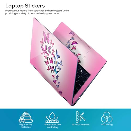 Image of Galaxsia Butterfly Pink Pattern Full Body Vinyl Laptop Skin /Sticker /Cover Upto 15.6 Inches Laptops Laminated-Removable-HD Quality Compatible for Hp-Dell-Sony-Lenovo-Asus etc.(15x10 Inches)