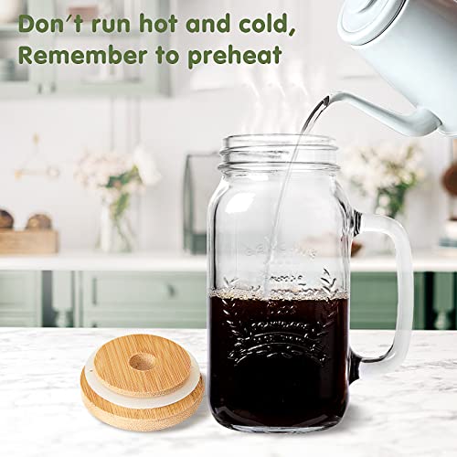 Yirilan 4 Pack 24Oz Mason Jar Cups With Lids And Straws, Mason Jars With Handle, Mason Jar Drinking Glasses With Lid And Straw thumb #3