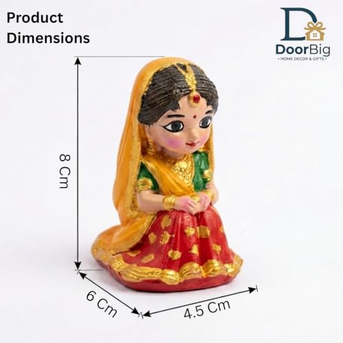 Image of Cute Little Radha Ji Idol for Home Decor - Small Radha Rani Statue for Car Dashboard, Office Desk & Mandir Puja, Miniature Blessing Radharani Figurine (Multicolor)