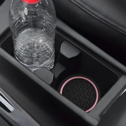 Juego 4 posavasos para auto antideslizante negro/rosa miniatura 6