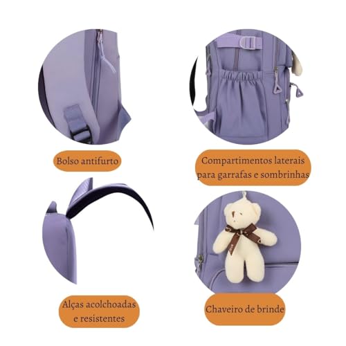Mochila Reforçada Espaçosa Média Bolsa Juvenil Escolar Alça Costa Moderna Moda Faculdade Trabalho Es