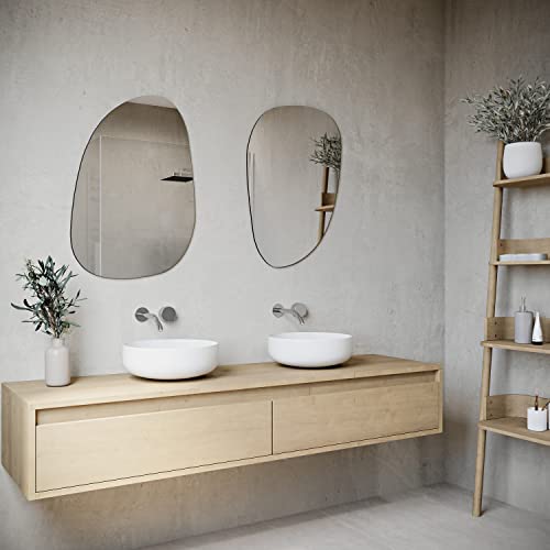 Dweller Irregular Mirror For Wall Decor 28.5"X19.3", Asymmetrical Mirror, Modern Frameless Wall Mirror For Bathroom Bedroom Entryway Living Room Vanity #TOP4