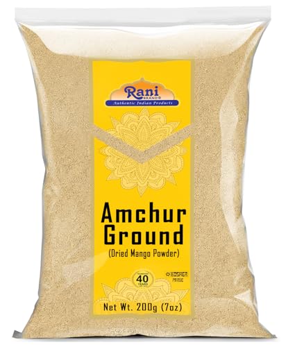 Rani Amchur (Mango) Ground Powder Spice 3oz (85g) PET Jar ~ All Natural, Indian Origin | No Color | Gluten Friendly | Vegan | NON-GMO | Kosher | No Salt or fillers