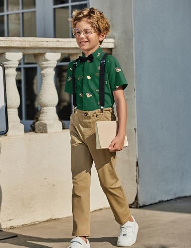 Image of Arshiner Boys Short Sleeve Dress Shirts Solid Button Down Shirts | formal Uniform School Shirt, for 4-12 Years, Hidden Buttons, with Chest Pocket, Regular Fit, Summer Tee top for Kids