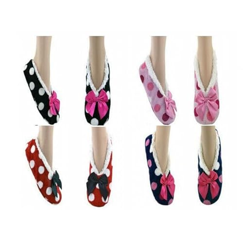 UniMark Calcetines de bailarina para mujer, cálidos, cómodos, de punto suave, para mujer, con forro polar, talla 4-7, Estampado de lunares, Pair of 1