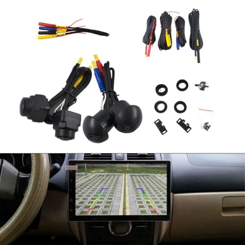 ArtHoval 360 Car Camera Panoramic Surround View AHD IP68 with Night Vision for Auto Radio, Silver Blue