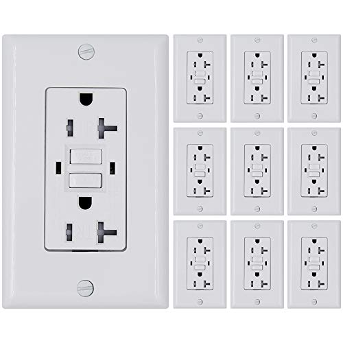 ESD Tech 10 Pack 20 Amp GFCI Wall Outlet Receptacle SelfTest, Tamper