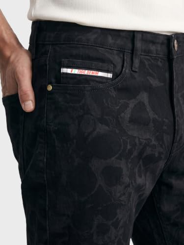 Image of The Indian Garage Co Men Mid Rise Bootcut Laser Placement Print Mid-Rise Stretchable Jeans