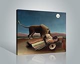 Made in Europe 1art1 Henri Rousseau Poster Impression sur Toile La Gitane Endormie, 1897 Affiche Murale XXL Encadrée  Tendue sur Cadre en Bois  Tableau 50x40 cm