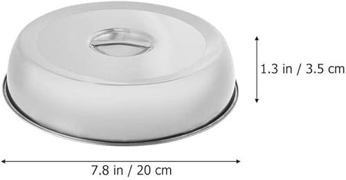 Miniatura 6 de Kichvoe Juego de 2 cubiertas de hilvanado de 7.8 pulgadas, de acero inoxidable, cúpulas de metal para queso, cúpula de plancha, cubierta de