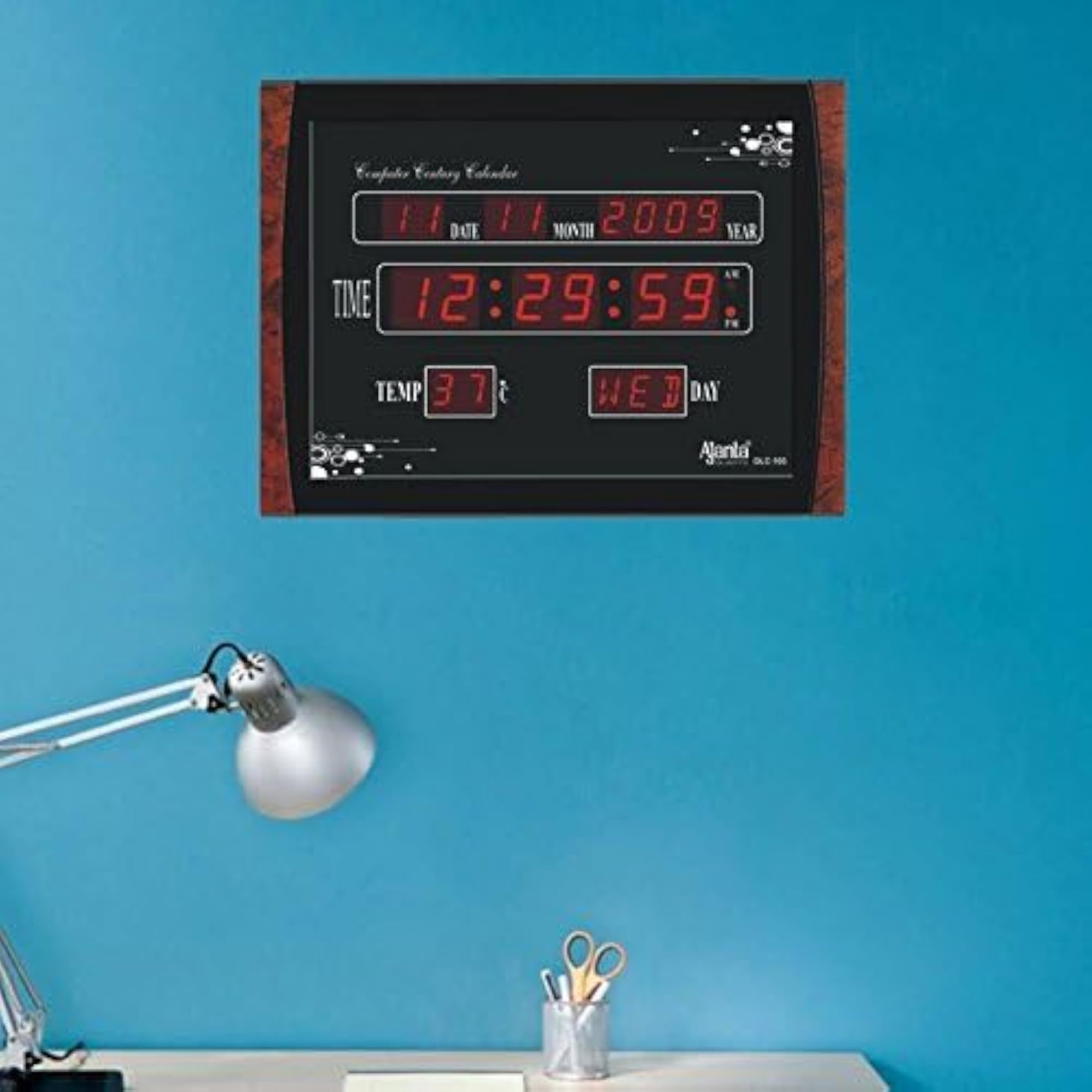 Plastic Abstract Digital Red LED Rectangle Wall Clock
