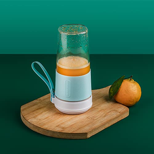 Grob Blend N Go Portable Blender | USB Charging | Smoothie maker | SS Blades | Battery Operated Rechargeable Blender | 300ml | Compact Size | Blue | Smart Living Product.