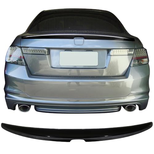 IKON MOTORSPORTS, Trunk Spoiler Compatible with 2008-2012 Honda Accord Sedan 4-Door, OE Factory Style ABS Plastic Painted #B92P Nighthawk Black Pearl Rear Trunk Lid Spoiler Wing Lip