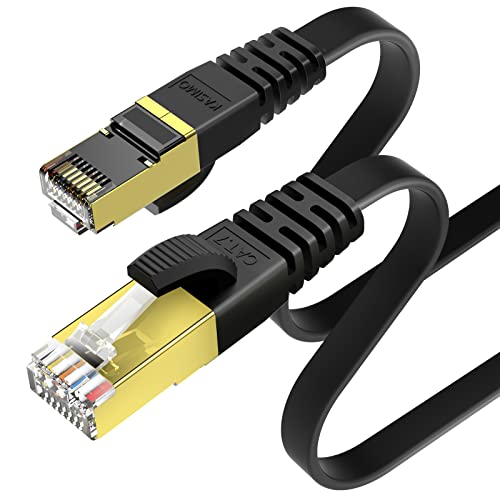 Image of KASIMO Cat 7 Ethernet Cable 1.6 FT, Cat 7 Gigabit LAN Network Cable RJ45 High-Speed Flat Ethernet Cable 10Gbps 600Mhz /s STP for PC,Game Console,PS4, PS5,Switch,Modem,Smart TV,Patch Panel