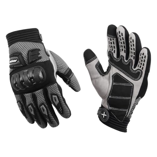 Image of Axor Airstream Riding Gloves Providing Enhanced Grip and Impact Protection with Touchscreen Functionality and an Adjustable Fit-Black Grey-M