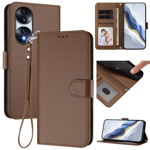 Pzwoxukhov Compatible with Honor 70 Case Cover,Compatible with Honor 70 Phone Case,Solid Color flip Shockproof Case Cover Brown